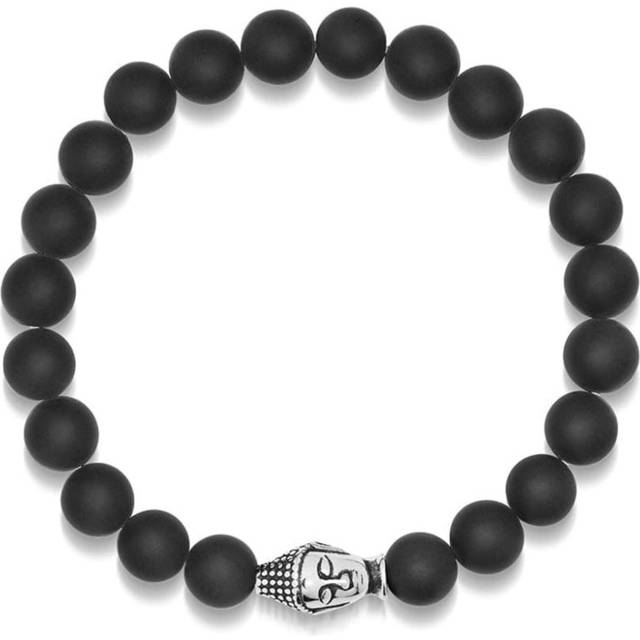 Nialaya Jewelry - Buddha bracelet - men - Onyx/Metal - XL - Black
