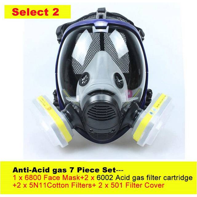 (Acid gas 7 piece set) Chemical Mask 6800 7 in 1 Gas Mask Dustproof Respirator Paint Pesticide