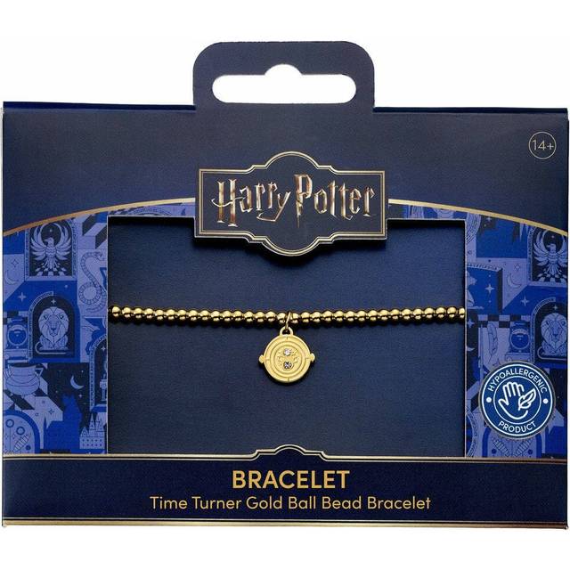 Harry Potter Stainless Steel Time Turner Gold Ball Bead Bracelet, Multi - Print