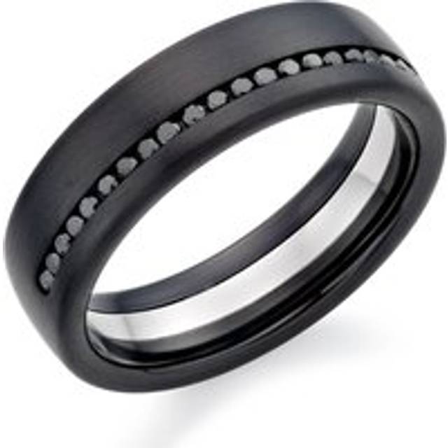 Platinum and Zirconium 6mm Men’s Black Diamond Wedding Ring