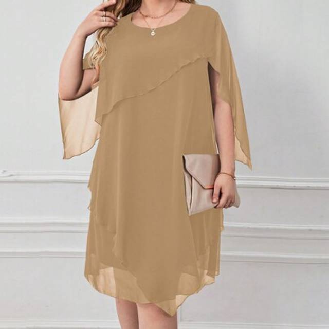 SHEIN Plus Size Solid Color Cape Sleeve Dress