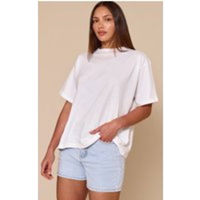 Tall Light Blue High Waisted Mom Shorts, Light Blue - 10