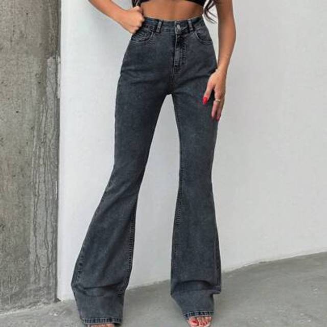 SHEIN HIGH RISE FLARED LONG BLACK JEAN TALL