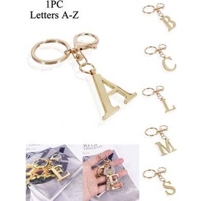 SHEIN 1pc Advanced And Elegant Gold Letter Keychain, Letter A-Z Three-Dimensional Pendant,Stylish Alloy Key Chain Ring, Bag Backpack Charm Car Key Holder, P
