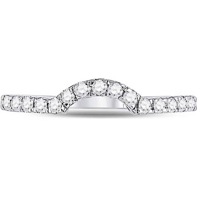 GND 92261 0.25 CTW 14KT White Gold Womens Round Diamond Curved Wedding Band Ring, Size 7