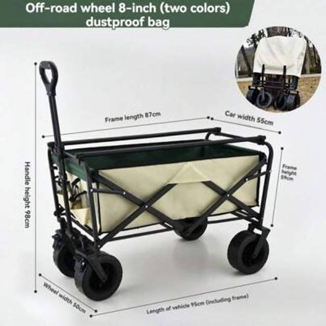 SHEIN 1pc Outdoor Camping Wagon, Folding Garden Cart, Picnic Trolley