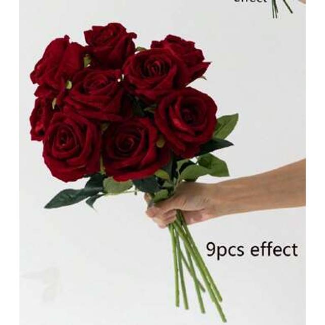 MEHELANY 5 Packs/4Pcs/1pc Red Rose Artificial Bridal Bouquet Realistic Velvet Faux Flower Flower Arrangement Decoration Fake Rose Artificial Rose For Valentine
