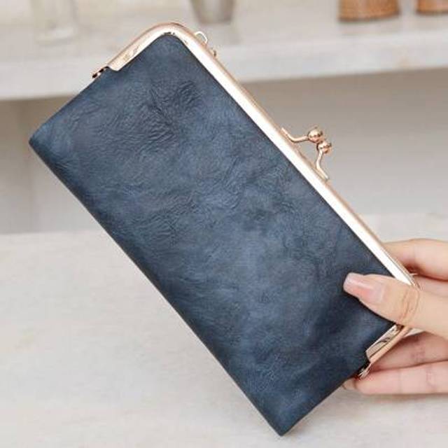 MIYIN MIYIN Fashion Vintage Bifold Zipper Kiss Lock Wallet Women Wallet With Card Slot ID Window Minimalist PU Leather Long Wallet,For Women, For Daily,For