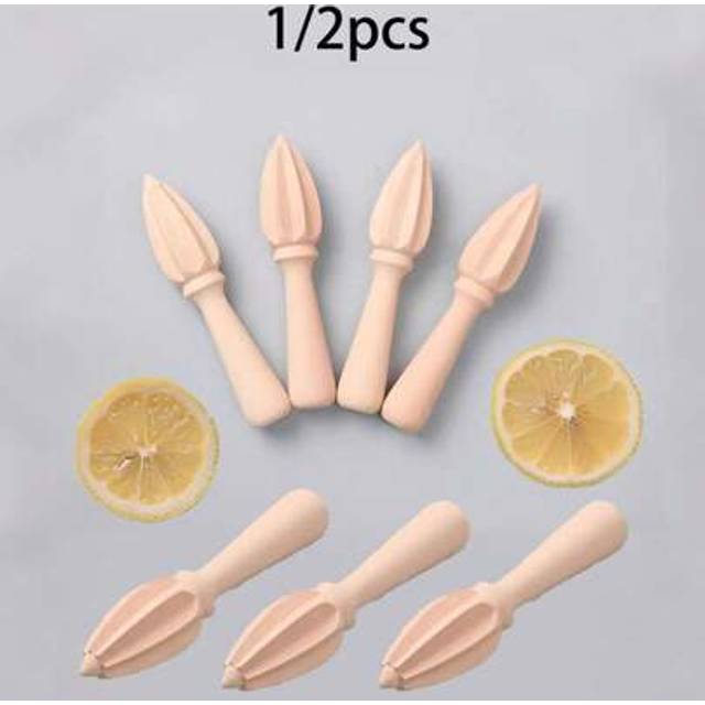 SHEIN 1pc/2pcs Manual Beechwood Lemon Squeezer, Uncoated Solid Wood Lemon Juicer, Kitchen Baking Tool, Wooden Fruit Press Premium Beech Wood Citrus Reamerâ
