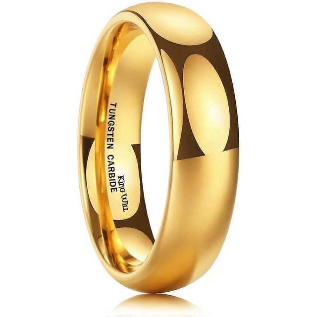(As show, One size) Glory Men&#39;s 4mm 6mm 8mm Tungsten Carbide Ring 24k Gold Plated Rose Gold Plated Domed Polished Finish Wedding Band