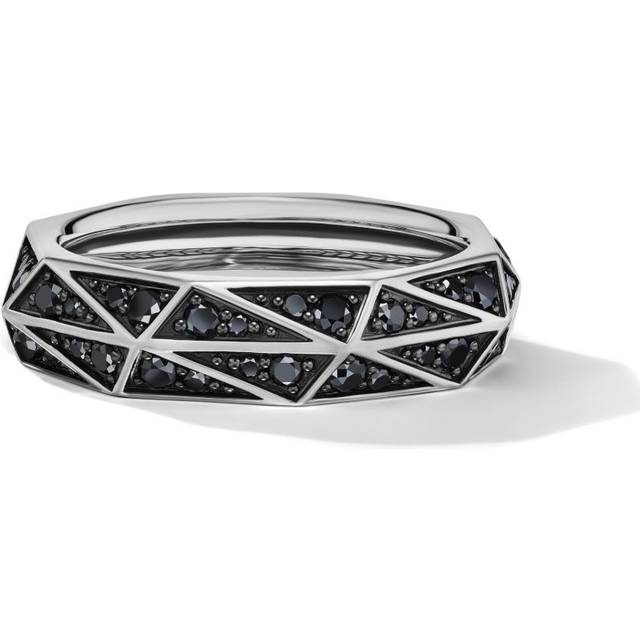 David Yurman - sterling silver Torqued Faceted band ring (6mm) - men - Sterling Silver/Black Diamond - 11
