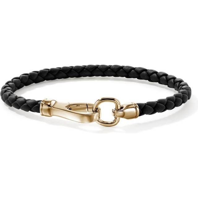 John Hardy - 14kt yellow gold and leather bracelet - men - Leather/14kt Yellow Gold - L - Black