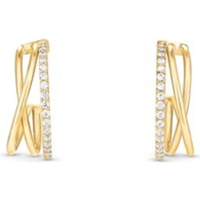 9ct Yellow Gold Cubic Zirconia Twist Hoop Earrings