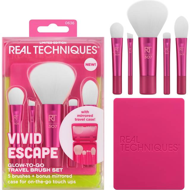 VIVID ESCAPE GLOW-TO-GO-TRAVEL BRUSH SET + MIRRORED COMPACT