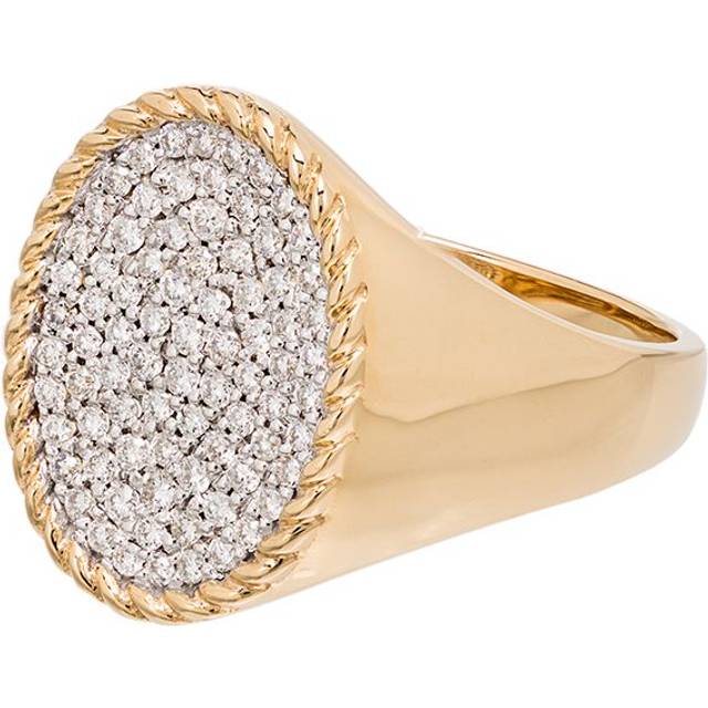 Yvonne Léon - 18kt gold diamond signet ring - women - Diamond/18kt Yellow Gold - 56