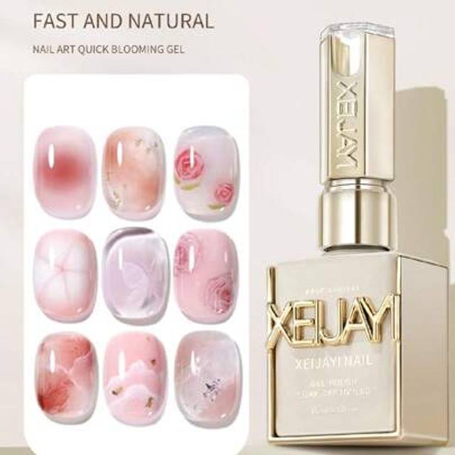 SHEIN 1Pc 15ml Blooming Glue Gel Nail Polish UV LED Soak Off Top Gel Glossy Sealer Shiny Varnish