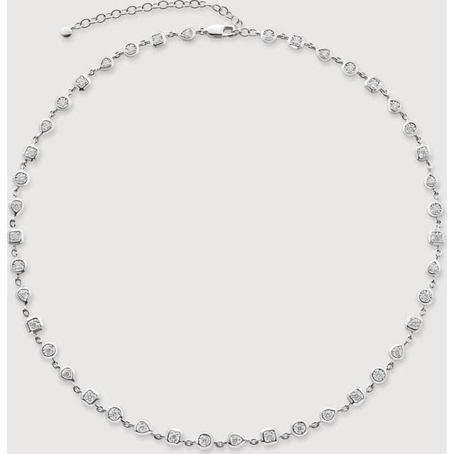 Womens Monica Vinader Bezel Sterling-Silver and 0.5ct Lab-Grown Diamond Cluster Necklace