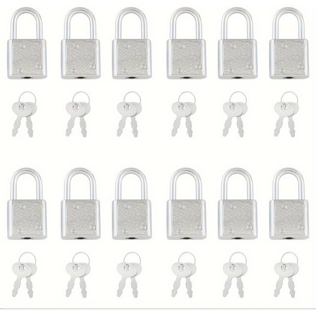 TEMU 12pcs Mini Padlocks With Keys - Vintage Decorative Locks For Jewelry Boxes, Journals & Personal Items - Small Durable Metal Locks, No Power Supply Needed