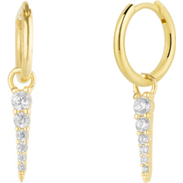 Fine Spike Pave Hoop Earrings 14ct Solid Gold