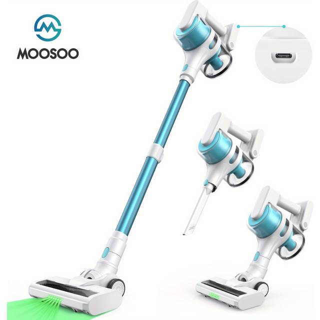 TEMU Moosoo Cordless Vacuum Cleaner, S6 Lightweight Stick Vacuum With 14kpa Powerful Suction, 1l Capsule Design Dust Cup, 35mins , Type-c Cleaner For Home Hardwood Floor Carpet Pet Hair
