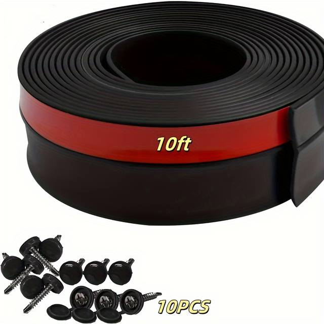 TEMU Garage Door Seal Strip Top And Side Seal Strip, Garage Door Seal Strip Replacement Soft And Hard Composite, Universal Seal Professional, Black