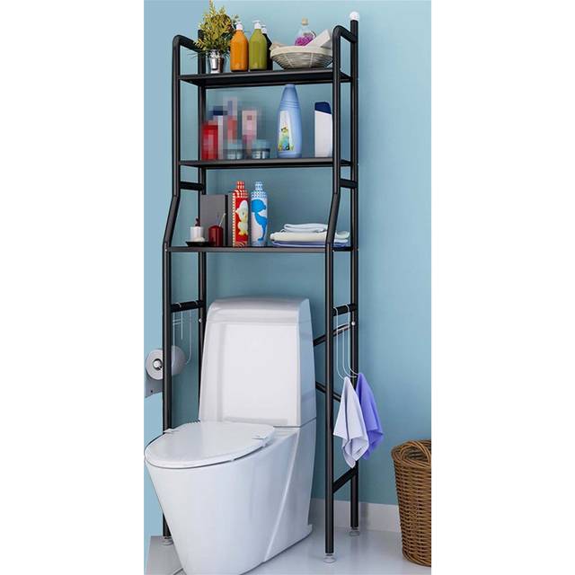 Aaleeyah Metal Freestanding Over The Toilet Storage - Black (153cm H X 65cm W X 25cm D)
