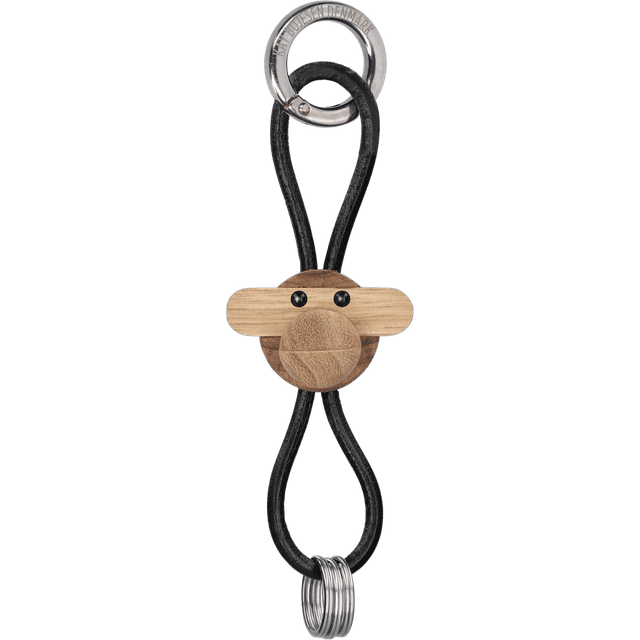 KAY BOJESEN Abe Sølv Nøglering Med Sortlæder Teak/Limba |Svart |One Size