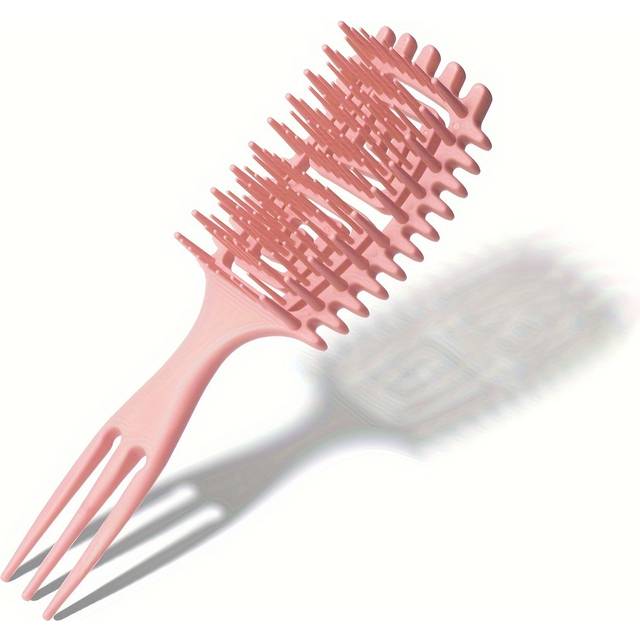 TEMU Candy Brush 1pc Wet Curly Hair Brush, Defining Detangler, Hollow For Blow Drying, Handle For Reduced Hair Pulling, Styling Tool For Men Women Girls, Plastic Bristles, Abs Handle