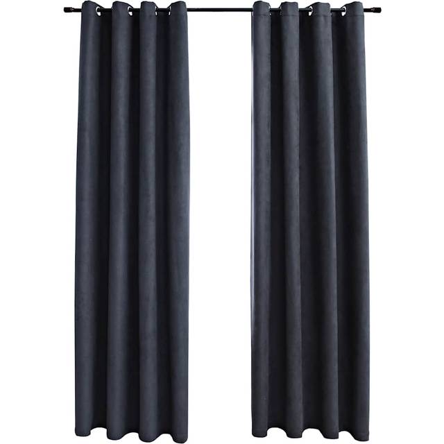 vidaXL Blackout Curtains with Metal Rings 2 pcs Anthracite 140x245 cm