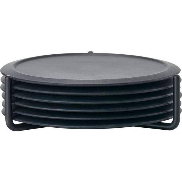 Zone Denmark - Glass Trivets w. Holder - Black (330303)