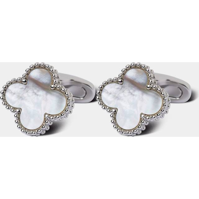 Hawes & Curtis Silver Flower Cufflinks | Mother of Pearl Detail Size: One Size