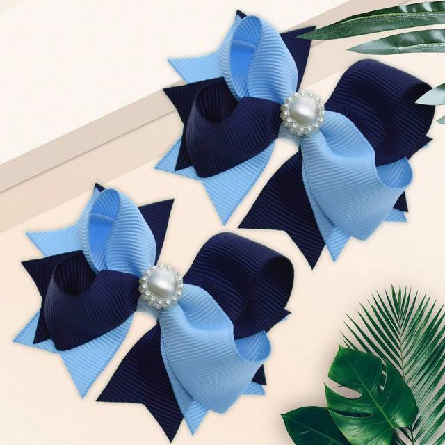 SHEIN 2Pcs 3.2 Inch  Girl Hair Bow Fashionable Children Girl Hair Bows With Clips For Festivals Party
