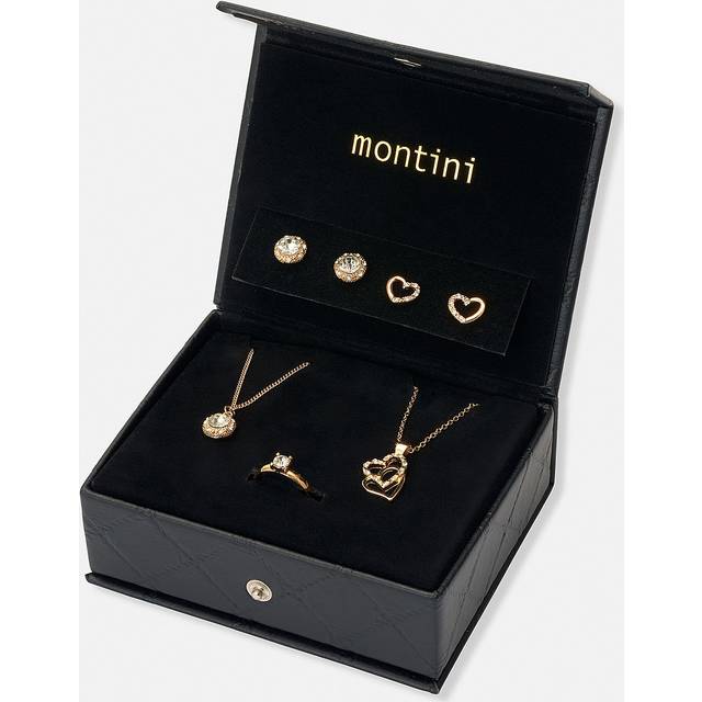Smyckeset halsband, ring & örhängen guldfärg