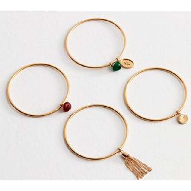 New Look Gold Tone Pack of 4 Charm Bangles