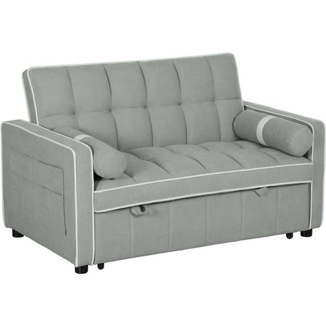 HOMCOM 2 Seater Pull Out Sofa Bed with Adjustable Backrest - Light Grey | TJ Hughes