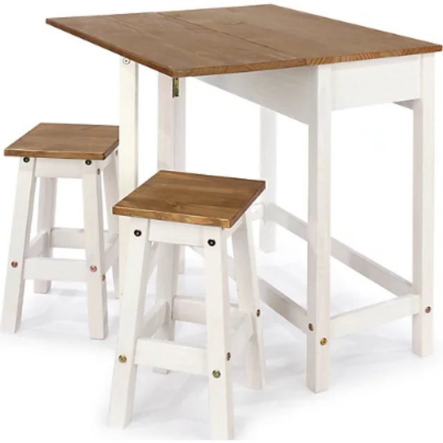 Corona 2 Seater Drop Leaf Breakfast Table Set White