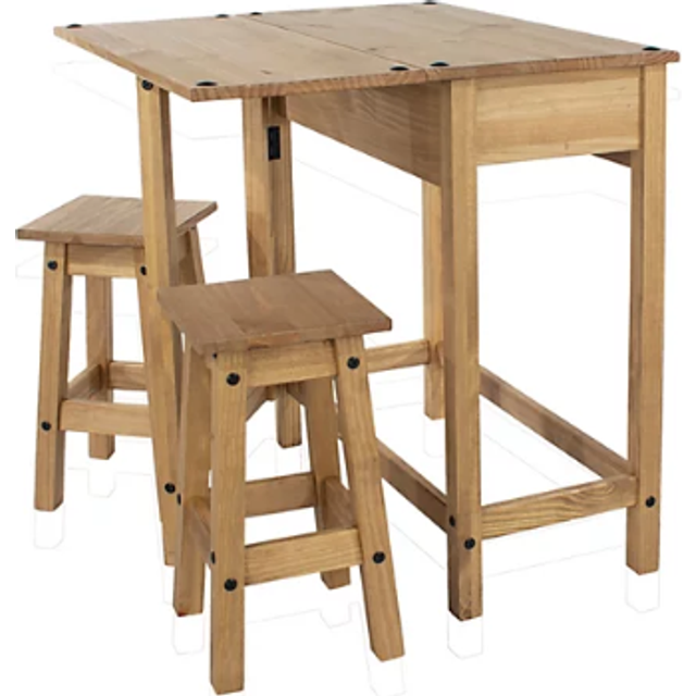 Corona 2 Seater Drop Leaf Breakfast Table Set Antique Wax - Brown
