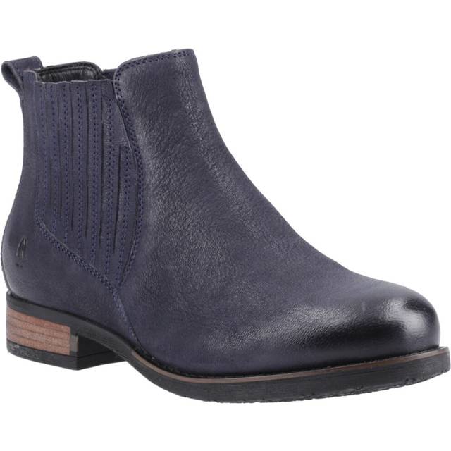 (Blue, 5 (Adults')) Hush Puppies Edith Leather Women's Navy Flat Chelsea Boots