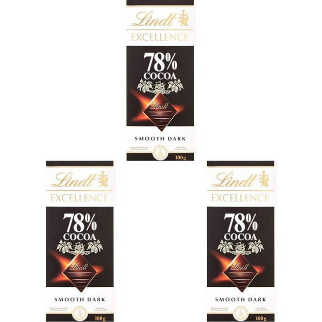 Lindt EXCELLENCE Dark 78% Cocoa Chocolate Bar - 100 g (Pack of 3)