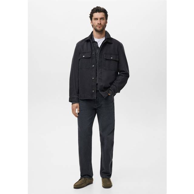 Denim jacket pockets black denim - Man - L - MANGO MAN - Black denim