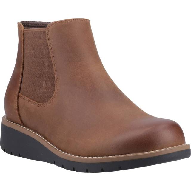 (Brown, 6 (Adults')) Hush Puppies Leonie Leather Women's Brown Flat Chelsea Boots