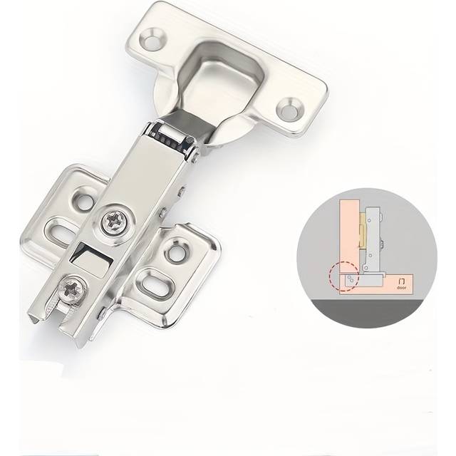 TEMU 2pcs Modern Soft Close Hydraulic Cabinet Hinges - Adjustable, Brushed Metal Kitchen Door Hinges With Screws Included