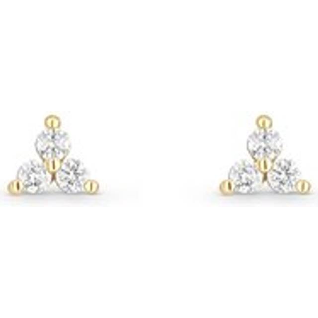 9ct Yellow Gold Three Stone Diamond Earrings - Gold/Yellow Gold