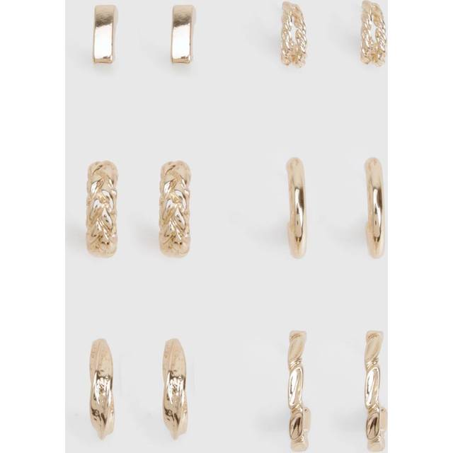 Womens Gold Hoop Earrings 6 Pack - One Size