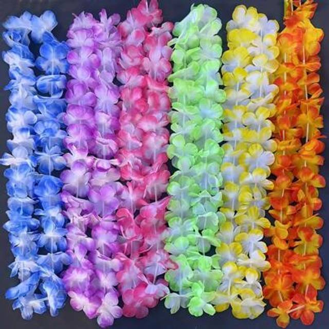 SHEIN 1/6/10/20/30/40/50pcs Hawaii Garland Necklace Tropical Hawaii Flower Theme Party Favors Headbands Holiday Wedding Beach Birthday Decorations Party Sup
