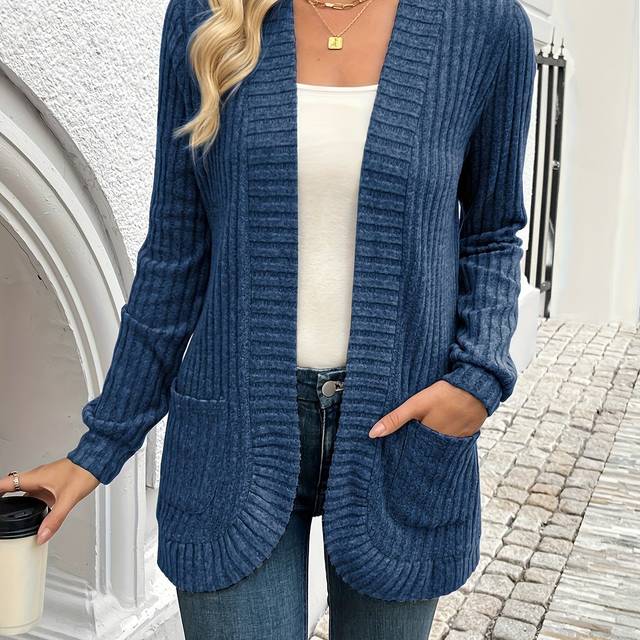 TEMU Elegant Ribbed Soft Comfortable Cardigan