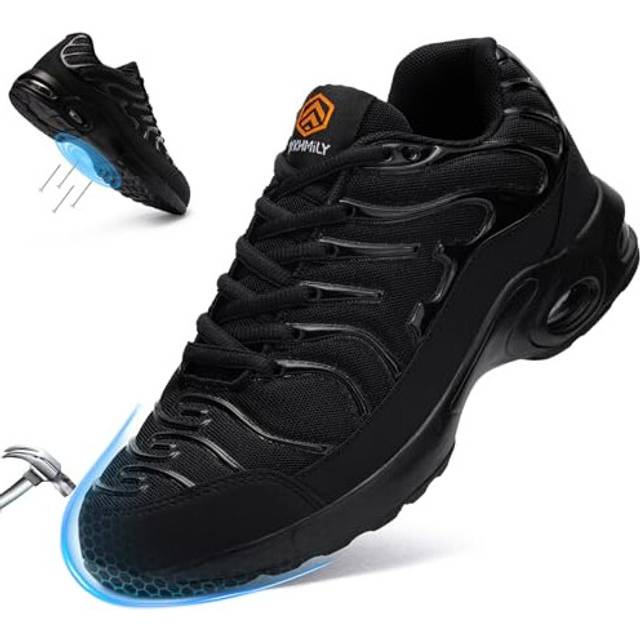 DYKHMILY Safety Shoes for Women Safety Trainers Steel Toe Comfortable Work Trainers Lightweight Safety Shoes Construction Work Footwear (Black,4.5UK/