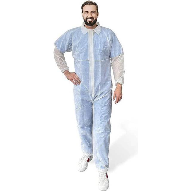 AMZ Medical Supply Disposable Full Body Suit Pack of 25 White Disposable coveralls 3X-Large 30 gsm Polypropylene Protective Suit with Zipper Fron