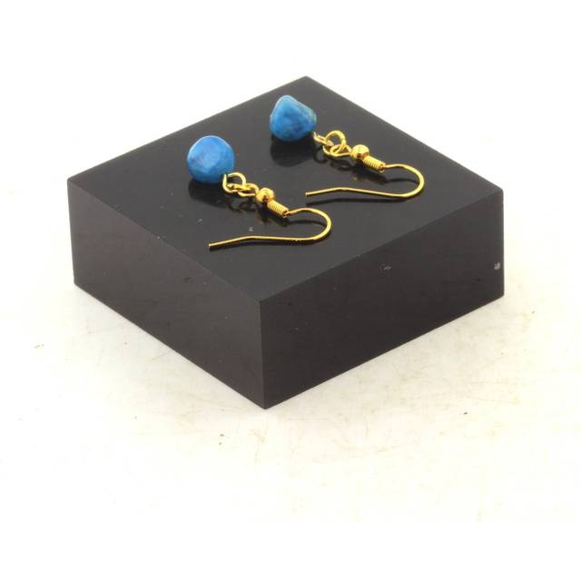Apatite Blue Earrings 1 Pearl From Brazil In Gold Stainless Steel