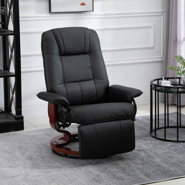 Homcom Manual Recliner Swivel Reclining Chair With Footrest Armrests, Black